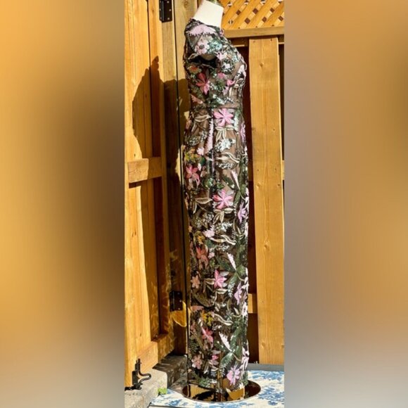 🆕 BRONX & BANCO 🧿 NWOT Zinnia Side-Split Sequin & Embroidered Gown, Sz S US 4 - Picture 9 of 16